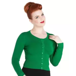 Hell Bunny Paloma Cropped Cardigan - Green - Picture 1 of 11