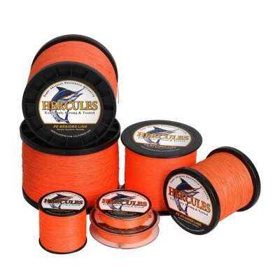 HERCULES 橙色 6 磅 - 300 磅 PE Super Power Extreme 100 米 - 2000 米编织钓鱼线 — 第 1/4 张图片