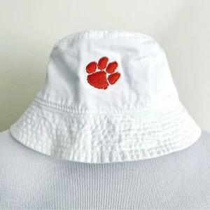 Nike Clemson Tigers Bucket Hat Large XL White Orange Paw Print Logo Embroidered - Picture 1 of 6