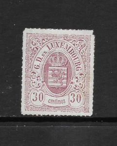 LUXEMBURGO SCOTT 23 MNG EN MUY BUEN ESTADO - EDICIÓN ROSA LILA 1865 30c - ESCUDO DE ARMAS - Imagen 1 de 2