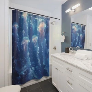 Jelly Fish in the Ocean Shower Curtain | Bathroom Decor 71" × 74" - Picture 1 of 3