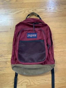 Vintage Jansport USA Rucksack weinrot Wildleder Lederboden Buchtasche Tagesrucksack gebraucht, in einwandfreiem Zustand - Bild 1 von 12