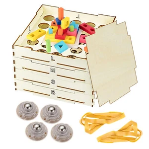 Sorter Sifter Box 4 Tray Blocks Sorting Boxes 3 Different Size Wooden Sorter - Picture 1 of 9