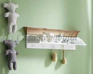 Massivholz Hänge-board Kiefer massiv weiß gelaugt geölt Wandregal Hänge-regal - Bild 1 von 4