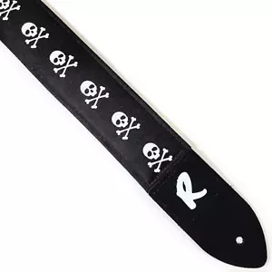 Skull Crossbones Gitarrengurt - Schwarz Weiß Gitarrengurt - Skulls Gitarrengurt - Bild 1 von 9