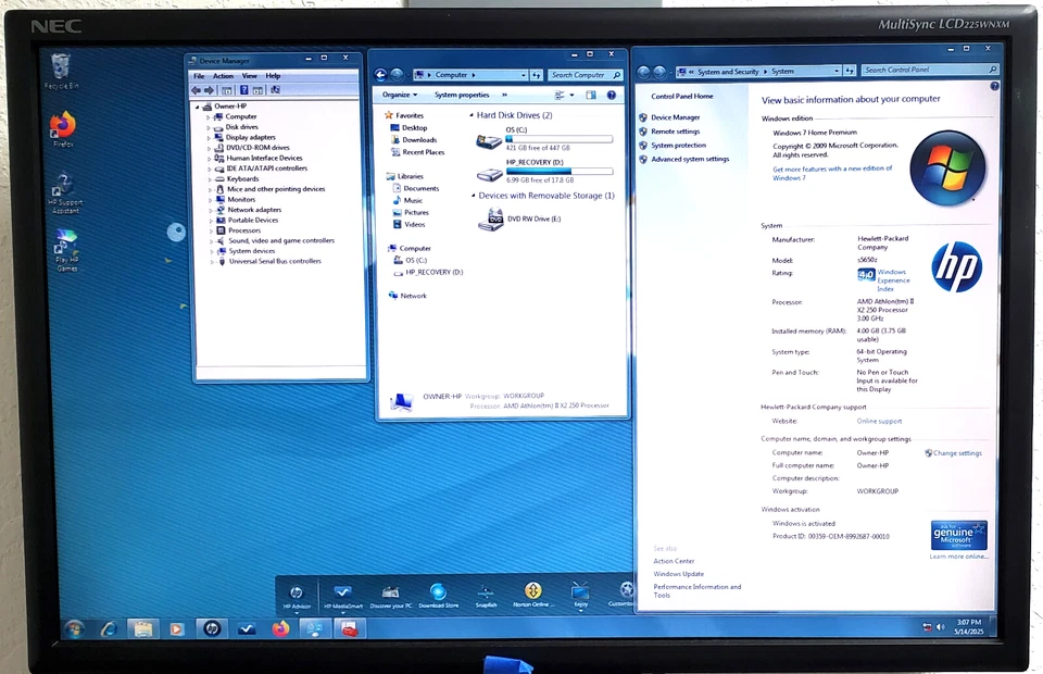 Vintage HP Pavilion Slimline s5650z SFF Windows 7 Home Premium XM551AV - Image 1 of 4
