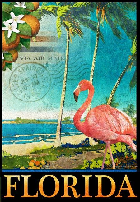 Póster - Anuncio de viaje retro Florida Flamingo Beach, 4 tamaños - Imagekind Foto 1 de 4
