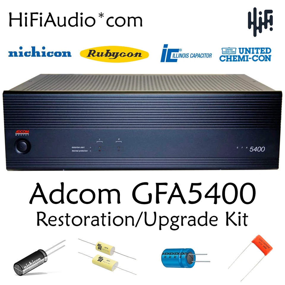 Adcom GFA-5400 restoration recap service kit fix repair filter capacitor rebuild - Image 1 of 4