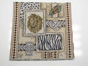 Safari Lion Leopard Zebra Animal Print Unfinished Tapestry Fabric Pillow Panel  - Picture 1 of 3
