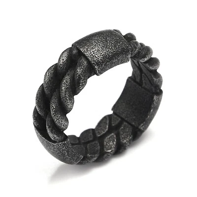 Alianza de boda vintage gris cadena motociclista acero inoxidable motociclista pinky anillo talla 7-13 Foto 1 de 3