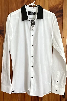 Topman Muscle Fit Mens Shirt Button Up White Size XXL NEW - Image 1 of 4