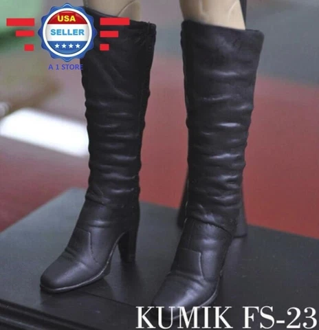 KUMIK 1/6 Black High Heel Boots HOLLOW for 12'' Female Figure Doll Phicen Cover