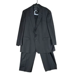 Hart Schaffner Marx Men’s 50L Black Stripe 2pc Suit Office Career Dress - Picture 1 of 16