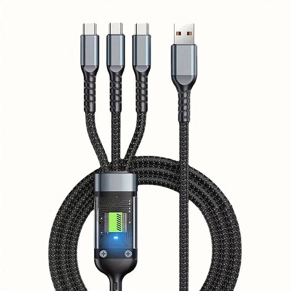 100W 3-in-1 Fast Charging Cable – Universal High-Performance Charger - Image 1 of 4