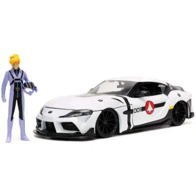 ROBOTECH 2020 Toyota Supra 1:24 Diecast Model White with Roy Focker Figure by - Image 1 of 2