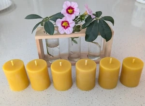 100% BEESWAX ( BEES WAX ) 6 Votive Candles HANDMADE - Picture 1 of 8