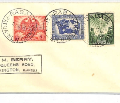 AUSTRALIA USED PAPUA NEW GUINEA Cover Rabaul GB Lancs Accrington 1946 XC337 - Image 1 of 4