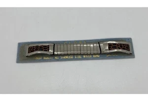Vintage New Old Stock Mens Crown Watch Band Faux Croc Stainless Steel 16 MM - Picture 1 of 4