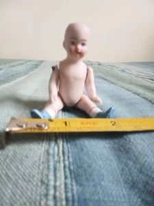 Tiny German Bisque Jointed Doll 3 inches tall - Picture 1 of 5