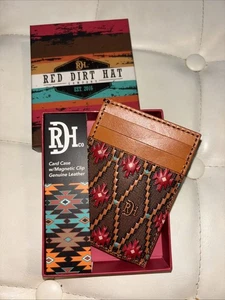 Red Dirt Hat Western Mens Money Clip Card Case Wallet w/ Bison Grain - Picture 1 of 6