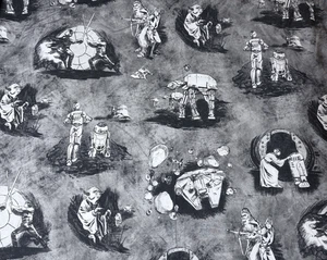 Pottery Barn Kids Star Wars Flat Sheet TWIN Iconic Moments Gray - Picture 1 of 9