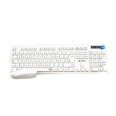 Wireless White Mouse Keyboard Spanish Layout Spain QWERTY Universal - Image 1 of 4