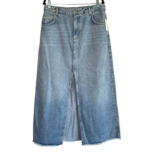 Anthropologie Pilcro The Madi Denimrock vorne geschlitzt helle Waschung Größe 14 adrett - Bild 1 von 7