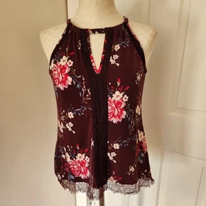 Express pflaumenfarbenes Top mit Spitzendetail Damen XS - Bild 1 von 5