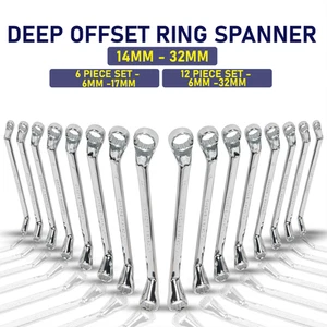 6mm - 32mm Ring Spanners & Set Double End Deep Offset Swan Neck CRV Steel Metric - Picture 1 of 16