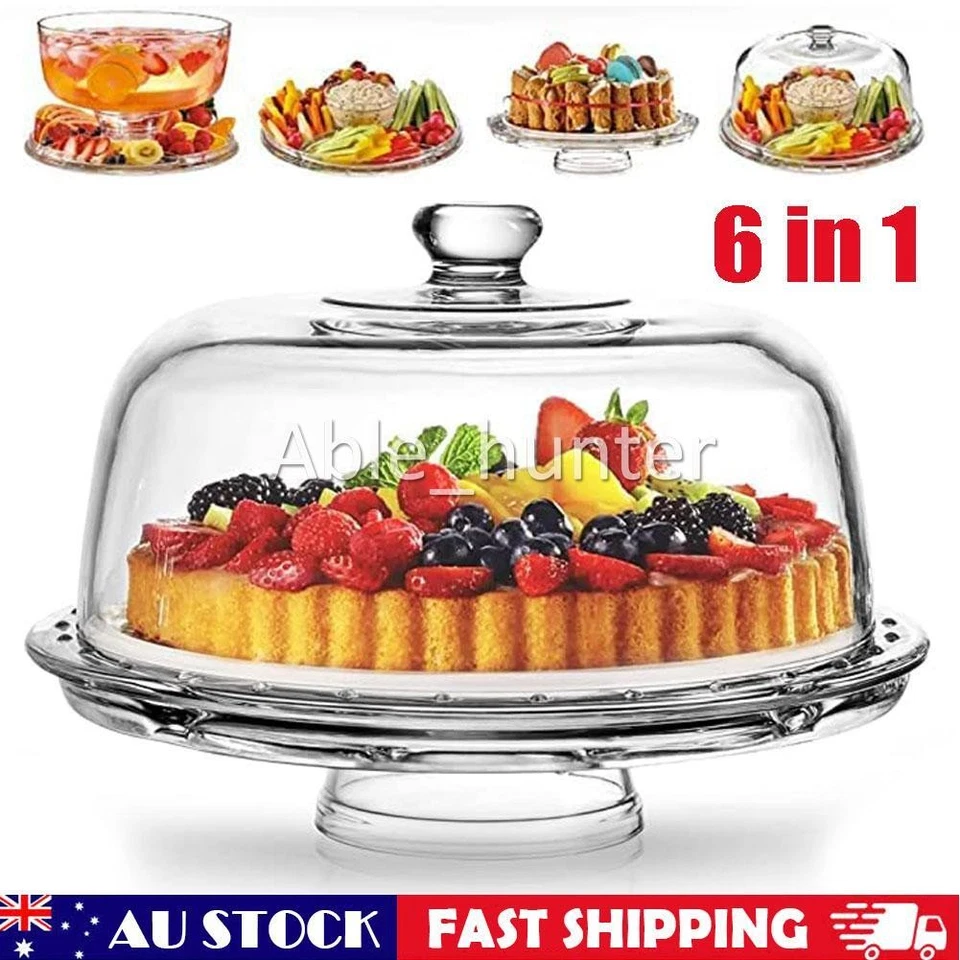 Multifunctional  Clear Acrylic Cake Display Stand Container Dome Holder W/ Cover - image 1 of 4