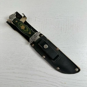 The Wild West Bowie Knife No 3 Davy Crockett Green Handle With Sheath - Picture 1 of 15