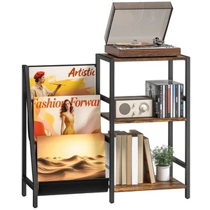 HOMCOM Record Player Stand, 3-Tier Side Table with Vinyl Record Storage - Picture 1 of 11