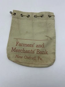 Vintage Farmers’ and Merchants’ Bank New Oxford, PA Canvas Money Bank Bag 3A - Bild 1 von 4