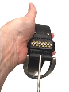NWT Fossil Multi Stud Keeper Womens Medium Sz 36 Black Leather Studded Belt NEW - Picture 1 of 6