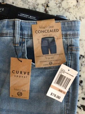 Curve Appeal  12/31 Concealed Comfort Waist HighRise Straight Jeans 30 inch NWT - Image 1 of 4