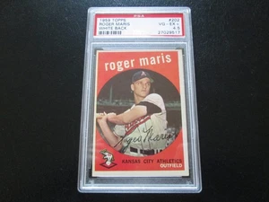 ROGER MARIS 1959 TOPPS WHITE BACK BASEBALL CARD # 202 GRADED PSA 4.5 VG-EX+ - Bild 1 von 6