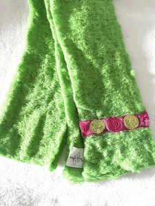 Maggie Breen Girls Scarf 5.5” X 79” Green Pink Sequin Textured Soft - Picture 1 of 6