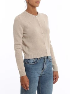 MIU MIU Cashmere Crewneck Cardigan Sweater in Sabbia Beige Size IT 38 - Picture 1 of 6