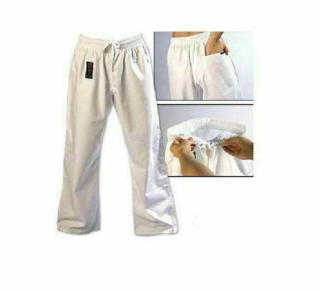 Pantalones de Karate de Combate ProForce Artes Marciales Uniforme Entrenamiento Taekwondo Blanco 8 OZ Foto 1 de 1