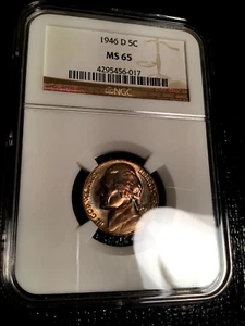 1946 D Jefferson Nickel 5 Cent NGC MS65 RAINBOW COLORED TONES!! - Picture 1 of 6