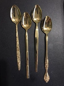 4 Piece Stanley Roberts Gold Plated Stainless Steel Iced Tea Spoons - Picture 1 of 12