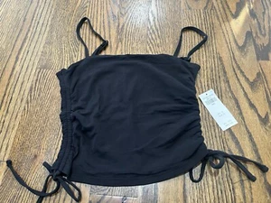 NEW Hollister Juniors Small Black Cropped Top W/Adjustable Straps /Cinched Sides - Picture 1 of 1