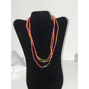 Eine NRQ Perlenkette hell bunt Boho Beachy Island Lagenlook signiert  - Bild 1 von 8