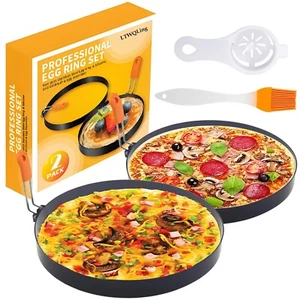 Anillo de tortilla grande de 8 pulgadas para plancha, 2 paquetes antiadherente de acero inoxidable de 8"... - Imagen 1 de 7