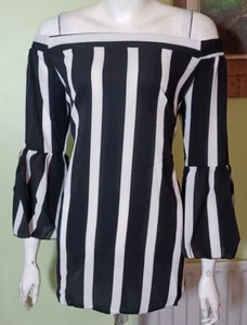 NEW Lovedrobe Stripe Bardot Top, Black/White UK 16 - Picture 1 of 5