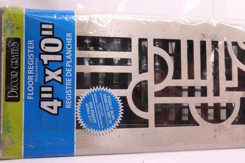 Decor Grates Art Deco Floor Register Brushed Nickel 4" ADH410-NKL Cover