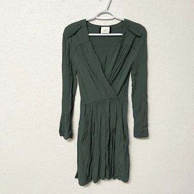 Vestido Anthropolgie Maeve Lene Envolvente Cremallera Bolsillo Musgo Verde Crepé Talla S Foto 1 de 4