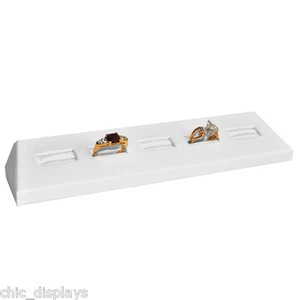 Soporte para anillo de exhibición de 5 anillos ranurados blanco imitación cuero exhibición de gemelos - Imagen 1 de 3