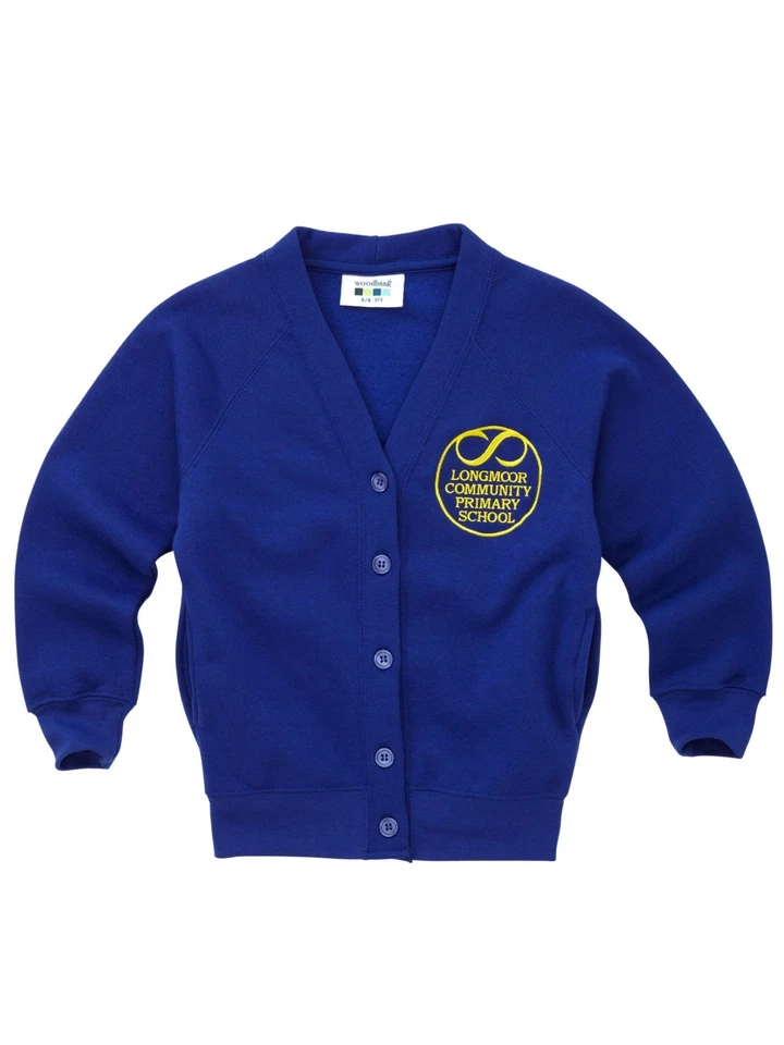 Cardigan pull Longmoor école primaire bleu cobolt avec logo fille 9-10 ans - Photo 1/1