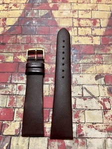 Dark brown Diamond Calf Leather 18mm watch band unstitched smooth finish 1960s - Picture 1 of 3